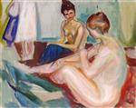 Edvard Munch  - Bilder Gemälde - Two Seated Nudes
