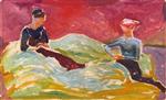 Edvard Munch  - Bilder Gemälde - Two Seated Women