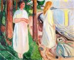 Edvard Munch  - Bilder Gemälde - Two Women in White on the Beach