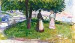 Edvard Munch  - Bilder Gemälde - Two Women under a Tree