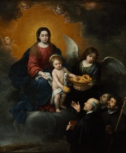 Bild:Das Christuskind verteilt Brot an die Pilger