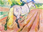 Edvard Munch  - Bilder Gemälde - White Horse Seen from the Rear