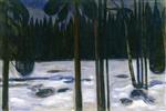 Edvard Munch  - Bilder Gemälde - Winter Forest