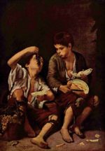 Bartolome Esteban Perez Murillo - paintings - Boys Eating Fruit (Grape and Melon Eaters)