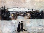 Edvard Munch  - Bilder Gemälde - Winter Landscape in Skymning