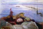 Edvard Munch  - Bilder Gemälde - Woman by the Sea in Åsgårdstrand