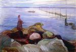 Edvard Munch  - Bilder Gemälde - Woman by the Sea in Åsgårdstrand