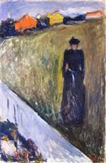 Edvard Munch  - Bilder Gemälde - Woman in Evening Landscape