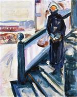 Edvard Munch  - Bilder Gemälde - Woman on the Veranda Stairs