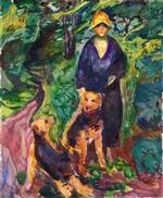 Edvard Munch  - Bilder Gemälde - Woman with Airdale Terrier
