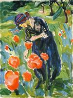 Edvard Munch  - Bilder Gemälde - Woman with Poppies
