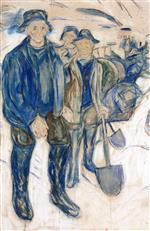 Edvard Munch  - Bilder Gemälde - Workers in Snow