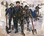 Edvard Munch  - Bilder Gemälde - Workers in the Snow