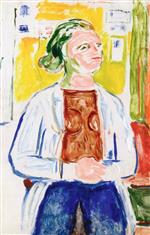 Edvard Munch  - Bilder Gemälde - Young Woman on the Veranda