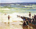 Edward Henry Potthast  - Bilder Gemälde - Bathers by the Shore