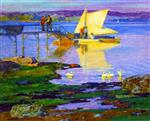 Edward Henry Potthast  - Bilder Gemälde - Boat at Dock
