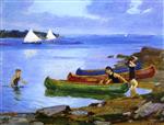Edward Henry Potthast  - Bilder Gemälde - Canoeing
