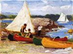 Edward Henry Potthast  - Bilder Gemälde - Canoes and Sailboats