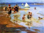 Edward Henry Potthast  - Bilder Gemälde - Children at Play on the Beach