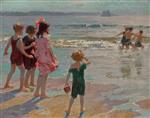 Edward Henry Potthast  - Bilder Gemälde - Children at the Shore