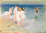 Edward Henry Potthast  - Bilder Gemälde - Children Playing at the Beach