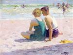 Edward Henry Potthast  - Bilder Gemälde - Couple on the Beach
