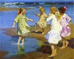 Edward Henry Potthast  - Bilder Gemälde - Girls at the Beach
