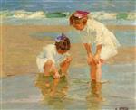 Edward Henry Potthast  - Bilder Gemälde - Girls Playing in Surf