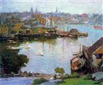 Edward Henry Potthast  - Bilder Gemälde - Harbor Village