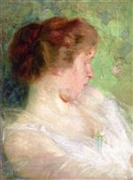 Edward Henry Potthast  - Bilder Gemälde - Head of a Woman