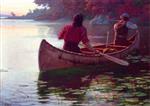 Edward Henry Potthast  - Bilder Gemälde - Hunting by Canoe