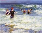 Edward Henry Potthast  - Bilder Gemälde - In the Surf