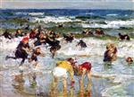 Edward Henry Potthast  - Bilder Gemälde - Playing in the Surf