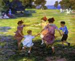 Edward Henry Potthast  - Bilder Gemälde - Ring Around the Rosie