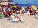 Edward Henry Potthast  - Bilder Gemälde - Saturday Afternoon, Rockaway Beach