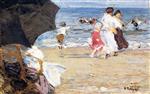 Edward Henry Potthast  - Bilder Gemälde - The Beach Umbrella