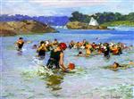 Edward Henry Potthast  - Bilder Gemälde - The Swimming Lesson