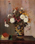 Theodore Robinson - Bilder Gemälde - Chrysanthemums in a China Vase
