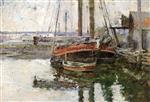 Theodore Robinson - Bilder Gemälde - Coal Schooner Unloading