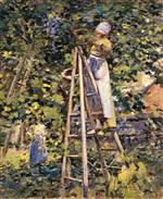 Theodore Robinson  - Bilder Gemälde - Gathering Plums