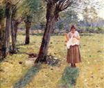 Theodore Robinson  - Bilder Gemälde - Girl Sewing