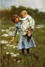 Theodore Robinson  - Bilder Gemälde - In a Daisy Field