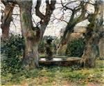 Theodore Robinson  - Bilder Gemälde - Italian Landscape with a Fountain