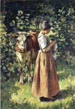 Theodore Robinson  - Bilder Gemälde - The Cowherd
