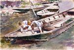 Theodore Robinson  - Bilder Gemälde - Two in a Boat