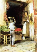 Theodore Robinson  - Bilder Gemälde - Venetian Fruit Shop