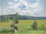 Stanislaw Julianowitsch Zukowski  - Bilder Gemälde - Grasslands of the Swislocka Forest