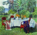 Stanislaw Julianowitsch Zukowski  - Bilder Gemälde - In Front of the Terrace