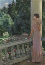Stanislaw Julianowitsch Zukowski  - Bilder Gemälde - Lady on a Balcony, Podorosk Estate, Belarus