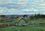 Stanislaw Julianowitsch Zukowski  - Bilder Gemälde - Landscape with a Hut